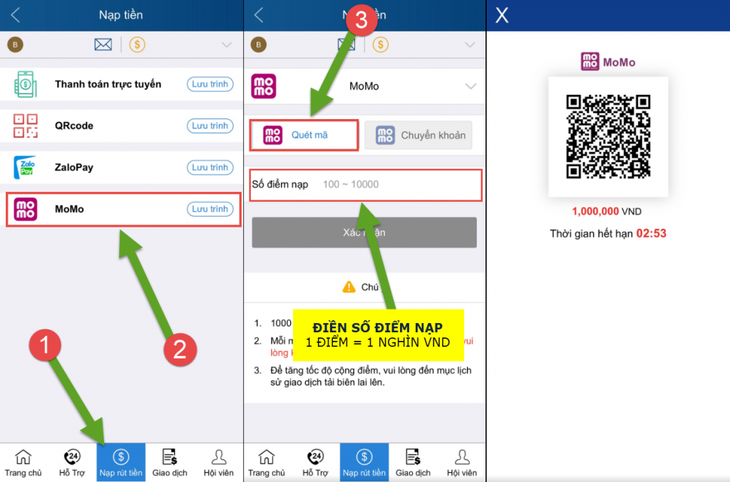 nạp qua momo