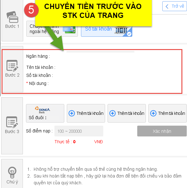 nhập số điểm và để cập nhật điểm