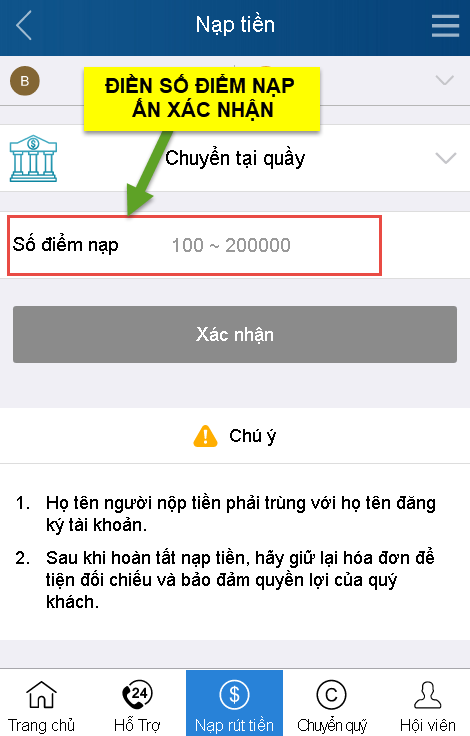 cập nhật điểm