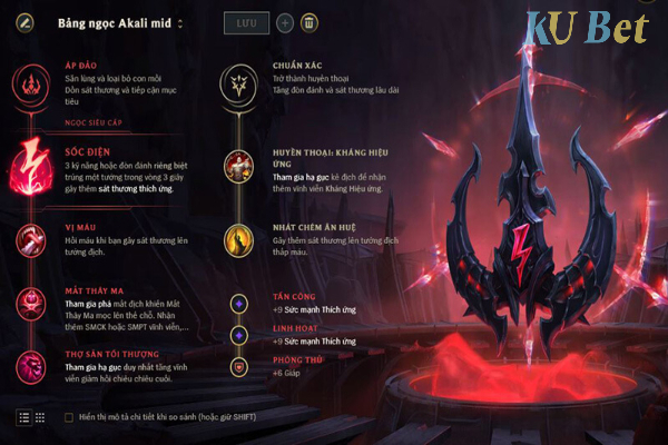 Bảng bổ trợ Akali mùa 11 - Akali one shot với ngọc Sốc điện